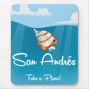 San Andrés vintage flight poster cartoon Mouse Pad