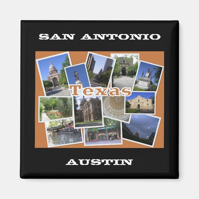 San Antonio/Austin Texas Collage Magnet (Front)