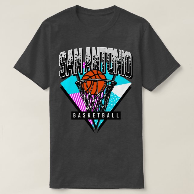 San Antonio Basketball 90s Throwback T-Shirt (Design Front)