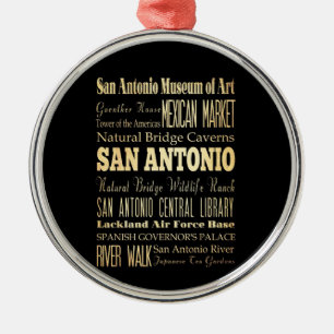 San Antonio City of Texas State Typography Art Metal Tree Decoration
