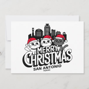 San Antonio City Texas Merry Christmas Cats USA Invitation