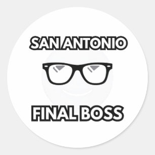 San Antonio Final Boss Cool Emoji  Classic Round Sticker