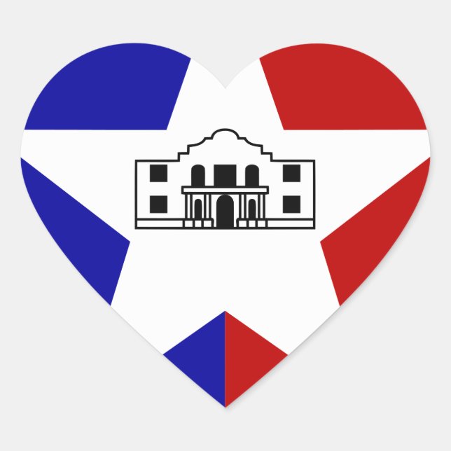 San Antonio Flag Heart Sticker (Front)