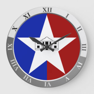 San Antonio flag Large Clock