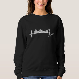 San Antonio Love Heartbeat Panorama Skyline EKG Sweatshirt