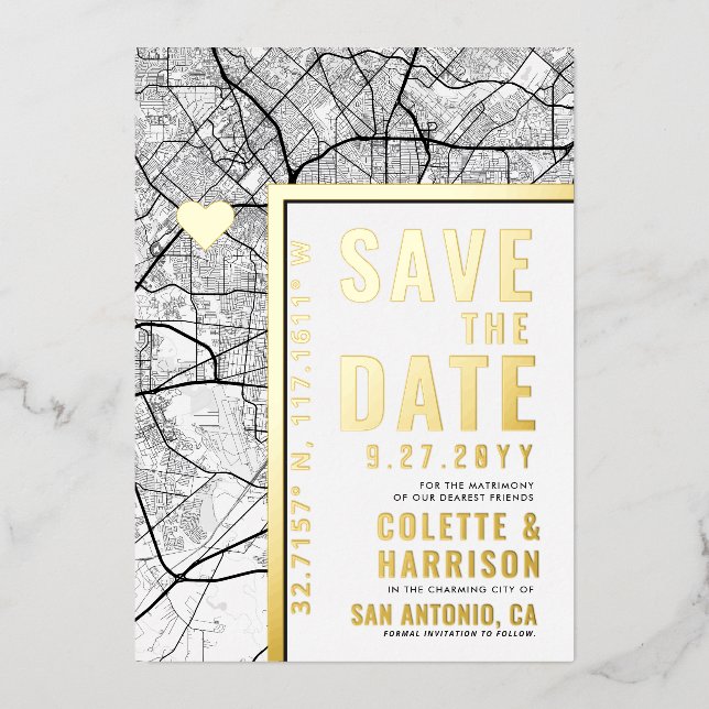 San Antonio Love Locator | Wedding Save the Date (Front)