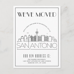 San Antonio Modern Deco   Change of Address Announcement Postcard