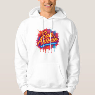 San Antonio Neon Street Art Splatter Design Hoodie