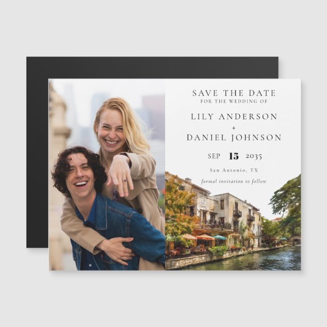 San Antonio Photo Wedding Save The Date Magnetic Invitation (Front/Back)