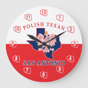 San Antonio Polish Texan Large Clock