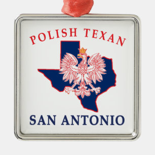 San Antonio Polish Texan Metal Ornament