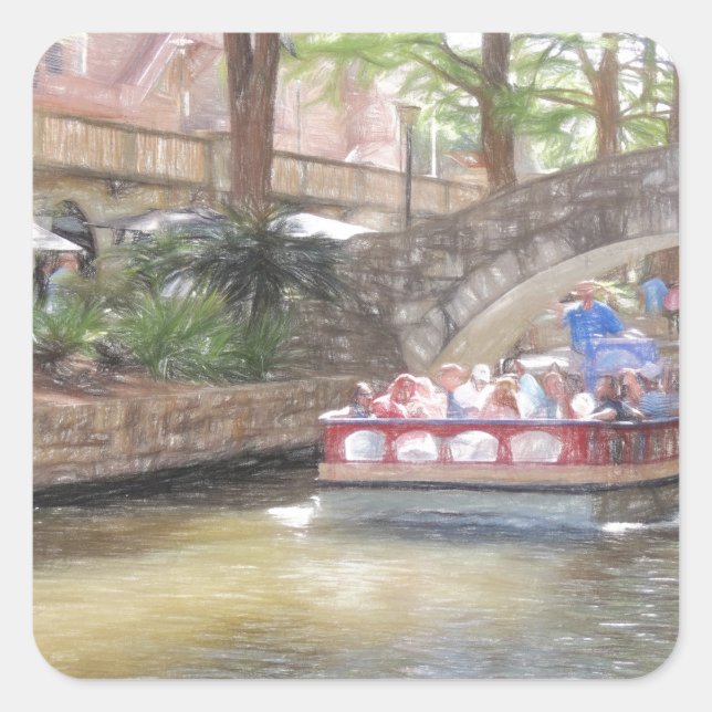 San Antonio River Walk Square Sticker (Front)