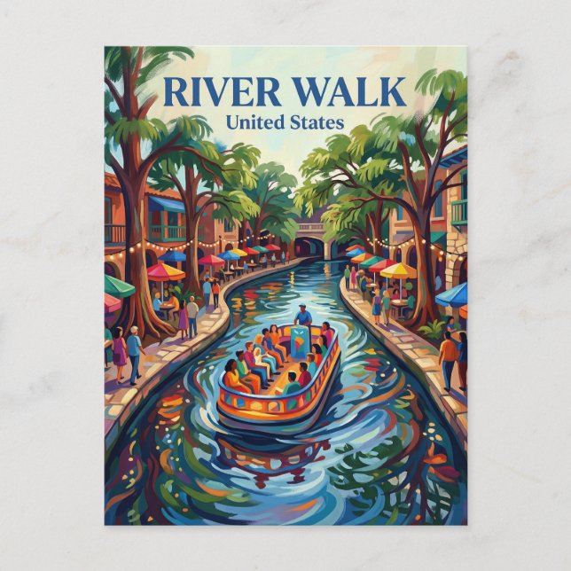San Antonio River Walk Texas Postcard (Front)