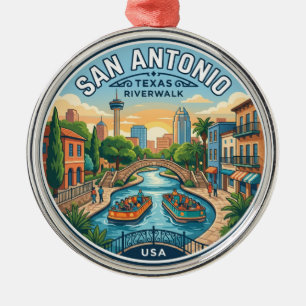 San Antonio River Walk USA Metal Ornament