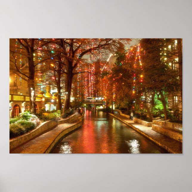San Antonio Riverwalk at Christmas Poster  (Front)