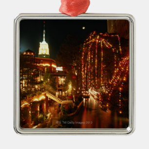 San Antonio Riverwalk at Night Metal Ornament