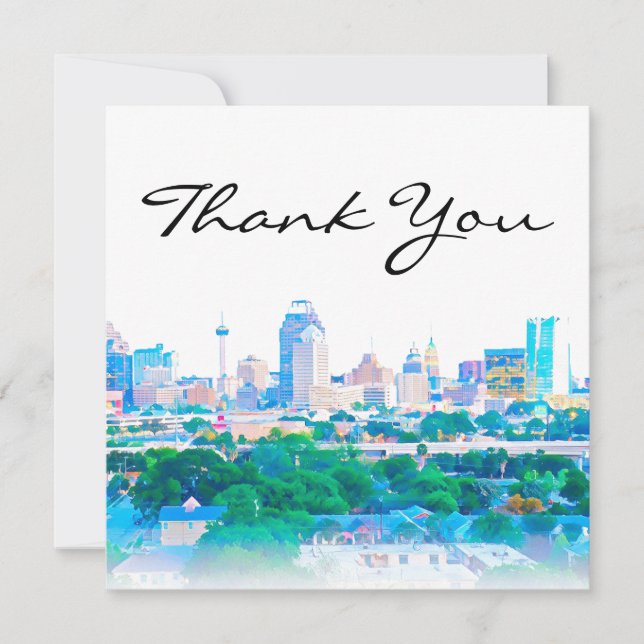 San Antonio Skyline Thank You Card (Front)