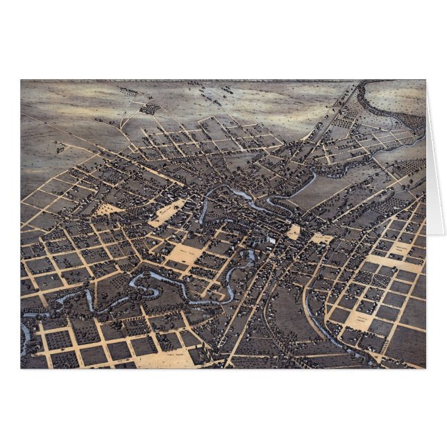 San Antonio, Texas, Antique Aerial City Map, 1873 (Front Horizontal)