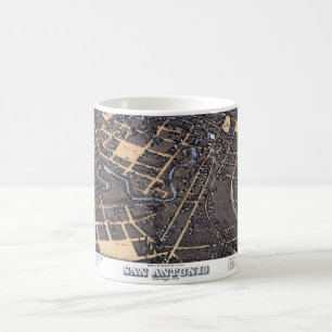 San Antonio, Texas, Antique Aerial City Map, 1873 Coffee Mug