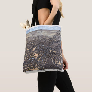 San Antonio, Texas, Antique Aerial City Map, 1873 Tote Bag