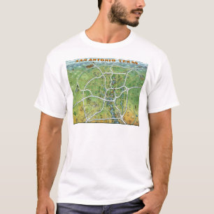 San Antonio Texas Cartoon Map T-Shirt
