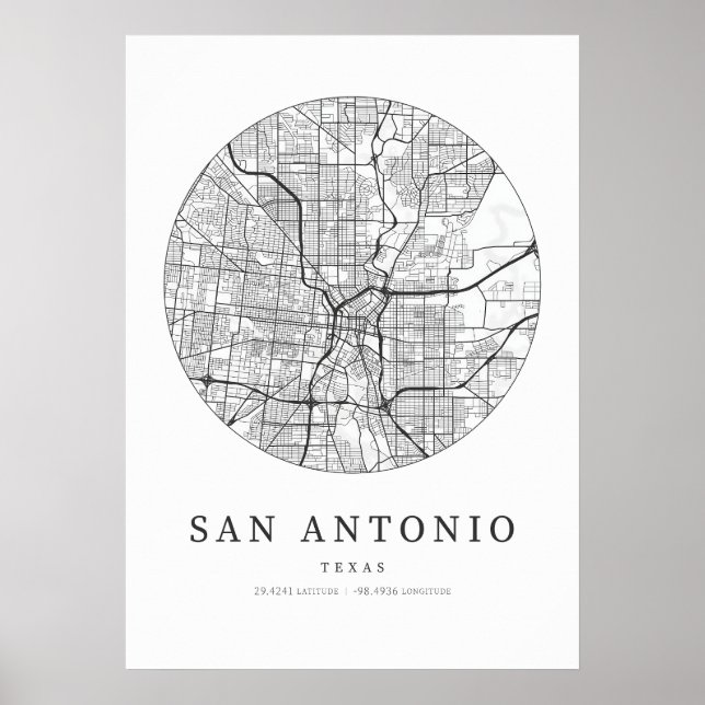 San Antonio Texas City Map Poster (Front)