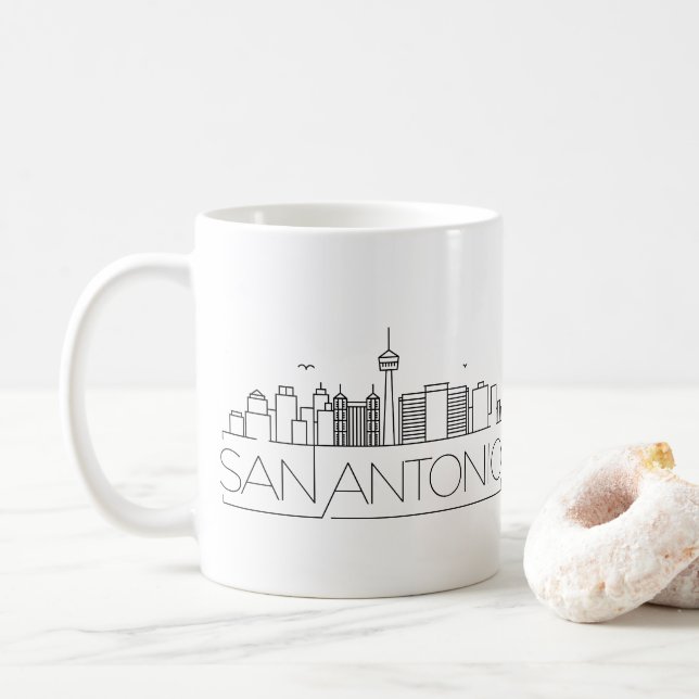 San Antonio, Texas | City Stylized Skyline Coffee Mug (With Donut)