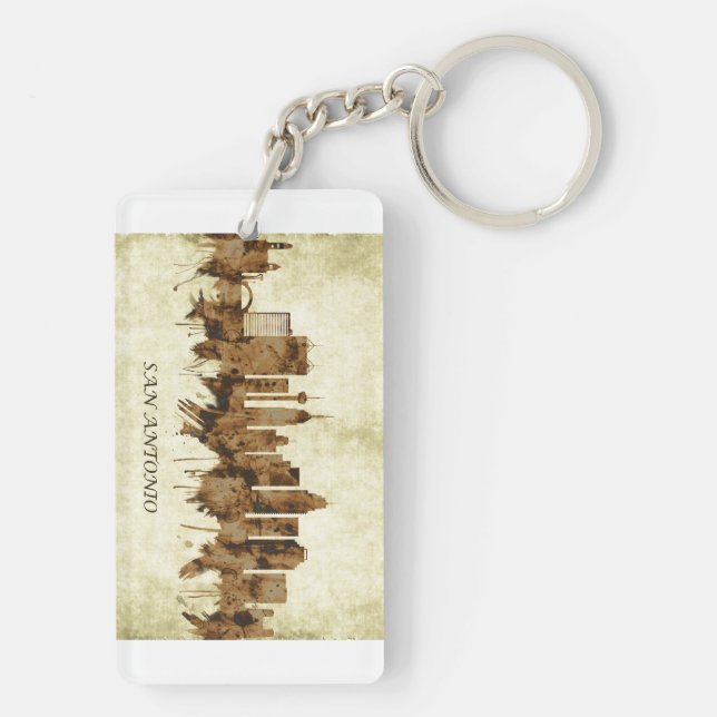 San Antonio Texas Cityscape Key Ring (Back)