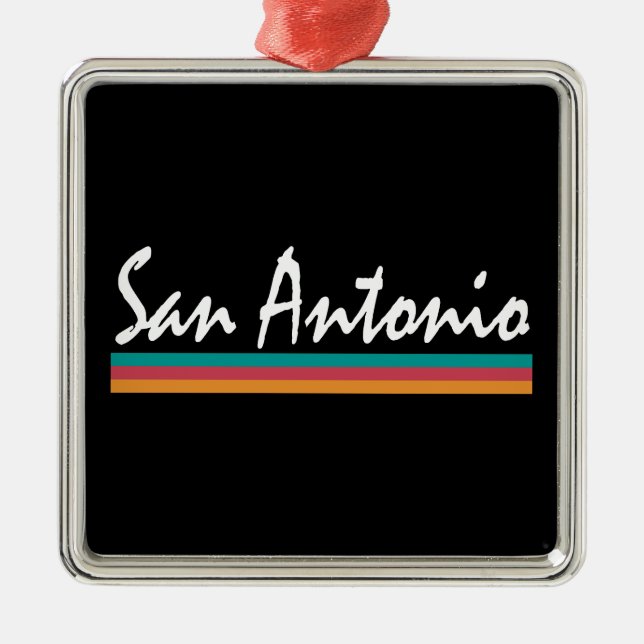 San Antonio Texas Fiesta Colours Metal Ornament (Front)