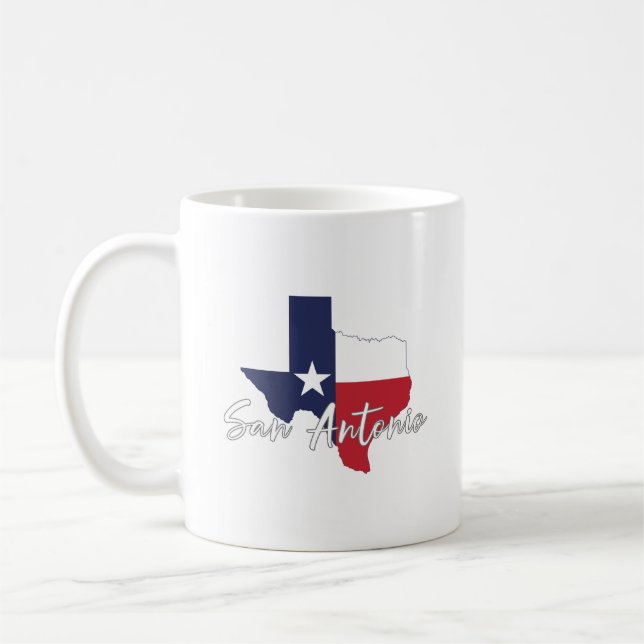 San Antonio, Texas Flag Map Coffee Mug (Left)