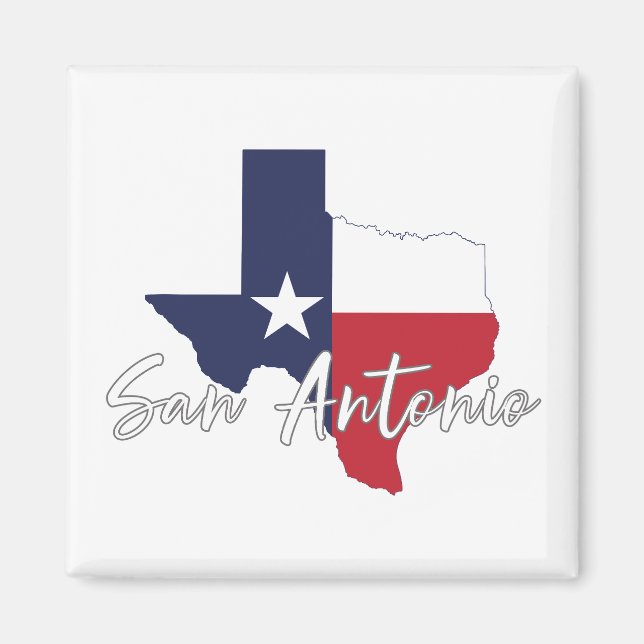 San Antonio, Texas Flag Map Magnet (Front)