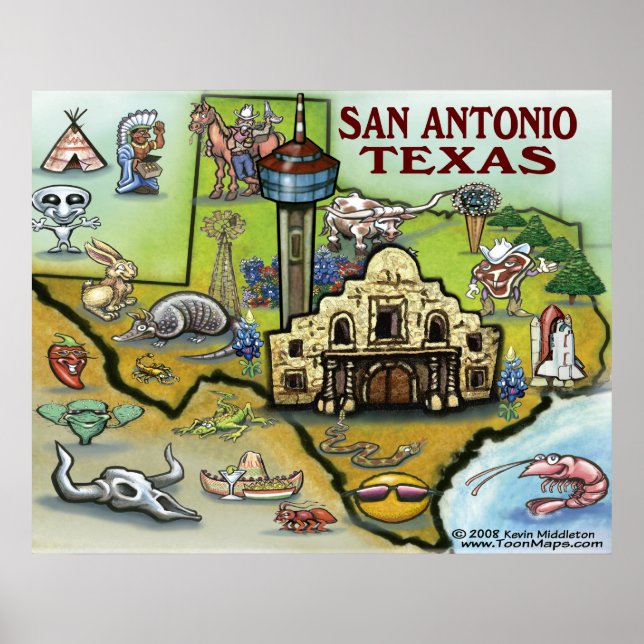 San Antonio TEXAS Map Poster (Front)