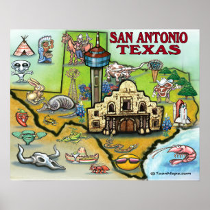 San Antonio TEXAS Map Poster