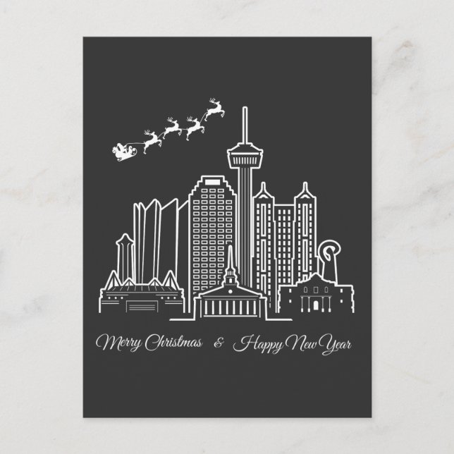 San Antonio Texas Merry Christmas Happy New Year Postcard (Front)