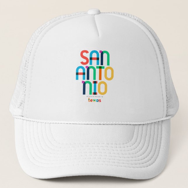 San Antonio Texas Mid Century, Pop Art, Trucker Hat (Front)