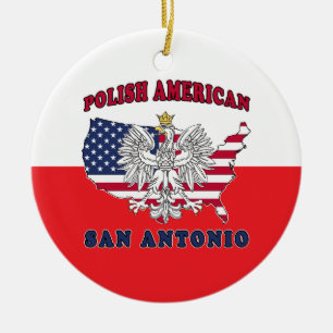 San Antonio Texas Polish American Ceramic Ornament