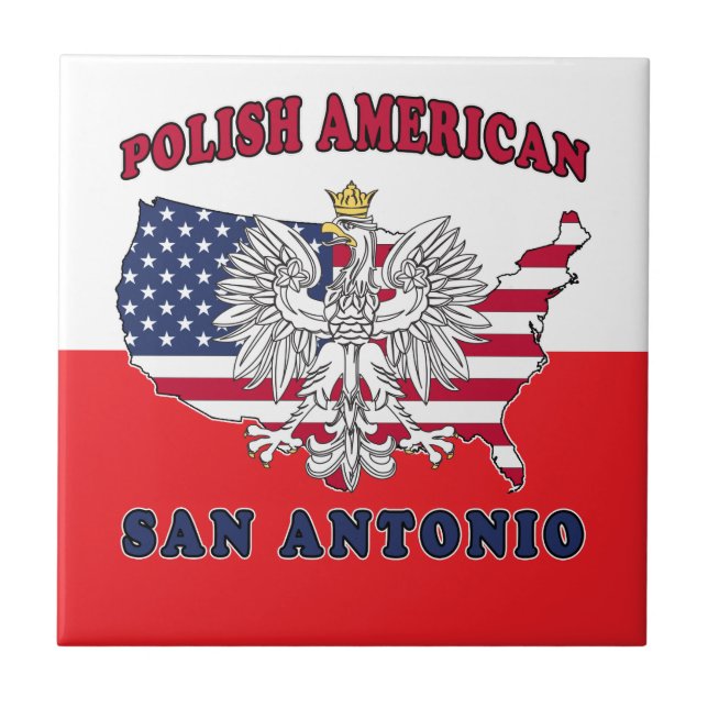 San Antonio Texas Polish American Ceramic Tile (Front)