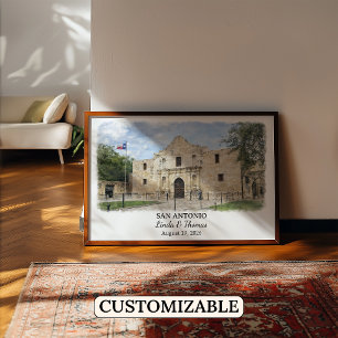 San Antonio Texas Poster, Watercolor, Custom Poster