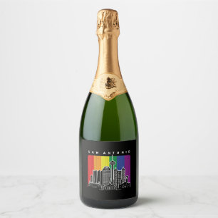 San Antonio Texas Rainbow Flag LGBTQAI Pride Sparkling Wine Label