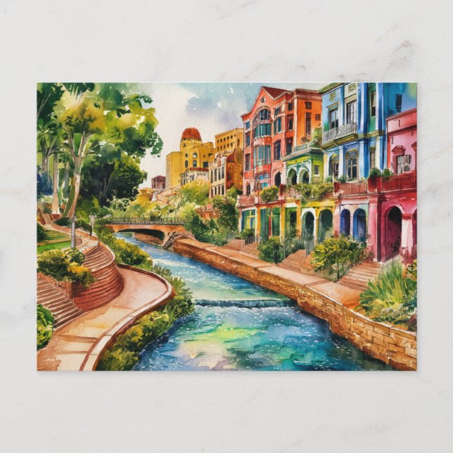 San Antonio, Texas, Riverwalk Painting Postcard (Front)