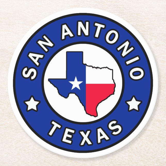 San Antonio Texas Round Paper Coaster (Front)