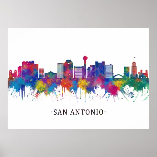 San Antonio Texas Skyline Poster (Front)