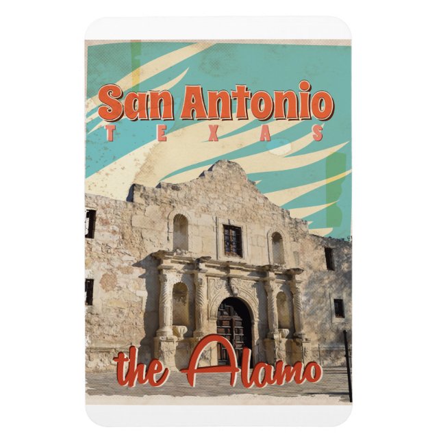 San Antonio, Texas, The Alamo Travel Poster Magnet (Vertical)