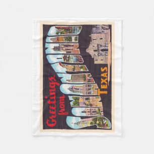 San Antonio Texas TX Vintage Large Letter Postcard Fleece Blanket