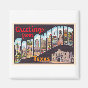 San Antonio Texas TX Vintage Large Letter Postcard Magnet
