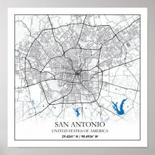 San Antonio Texas USA City Travel City Map Poster