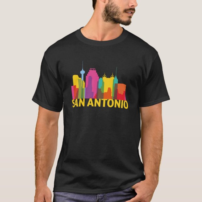 San Antonio Texas USA Skyline Silhouette Outline S T-Shirt (Front)