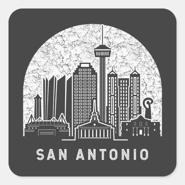 San Antonio Texas Vintage Square Sticker (Front)