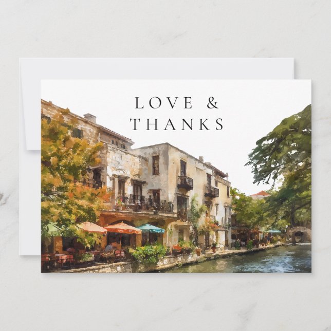 San Antonio Texas Wedding Photo Thank You Card (Front)
