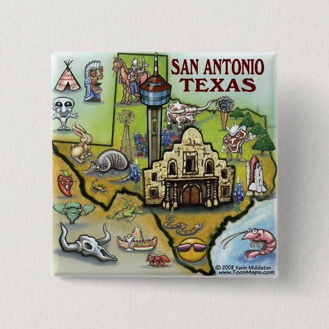 San Antonio TX 15 Cm Square Badge (Front)